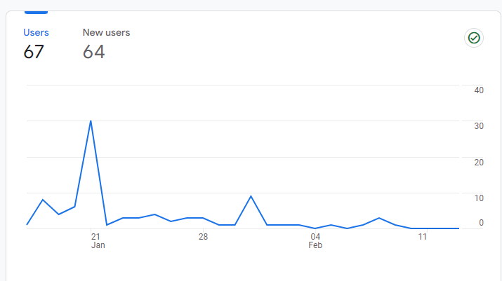 Graph of Google analytics user and new user data for a wedding photographer.